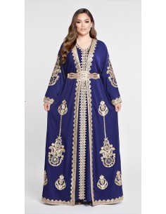 Caftan Grande Taille Femme – Modèle Takchita 2 pieces - Petit Prix bleu marine  - 1