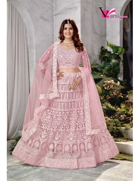 Lehenga choli sari Varni Rose poudre  - 3