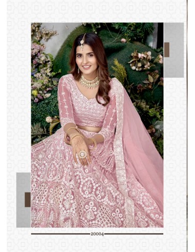 Lehenga choli sari Varni Rose poudre  - 4
