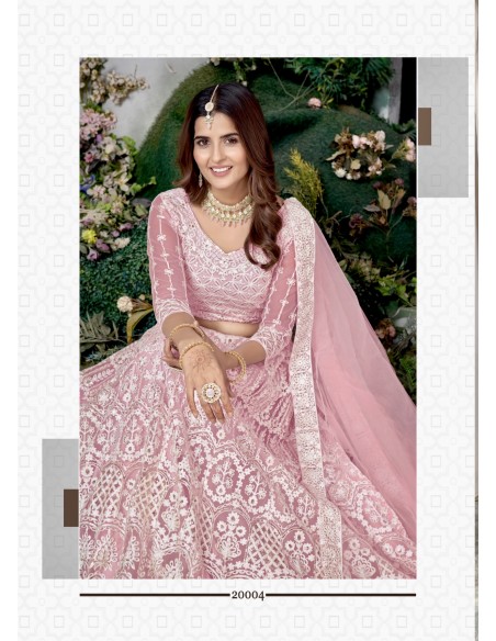 Lehenga choli sari Varni Rose poudre  - 4