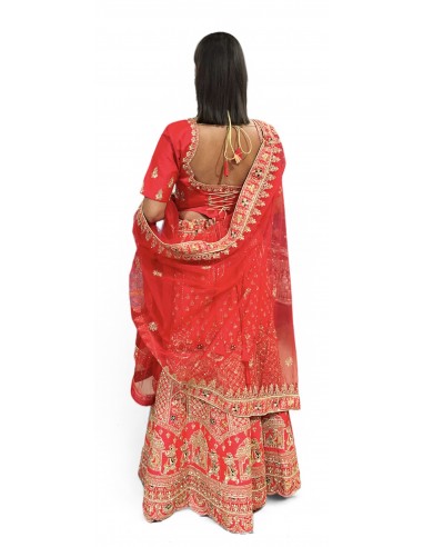 Lehenga choli Sari Aisha rouge et or  - 5
