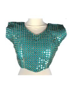 Choli Blouse Sari Bleu Vert 2