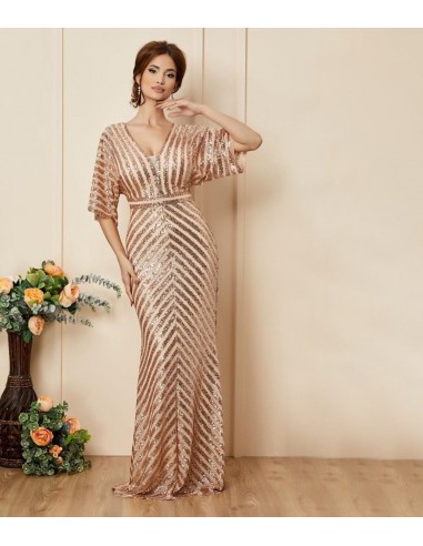 Robe de Soirée cocktail Strass Dore NV25  - 4