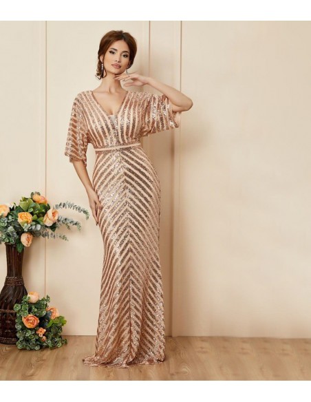 Robe de Soirée cocktail Strass Dore NV25  - 4