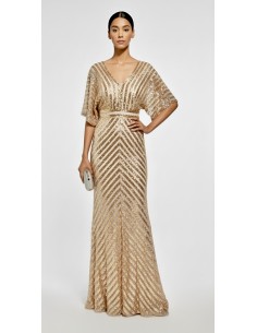 Robe de Soirée cocktail Strass Dore NV25  - 1