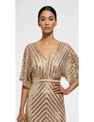 Robe de Soirée cocktail Strass Dore NV25  - 2