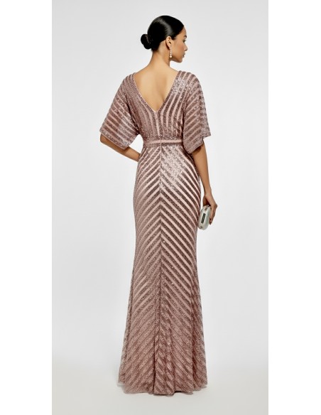Robe de Soirée Cocktail Strass Rose clair NV25  - 3