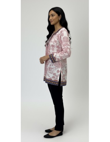 Tunique indienne ethnique kurti bohème Blanc Rouge A23  - 2