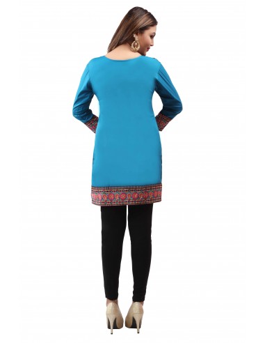 Tunique indienne ethnique kurti bohème Bleu A23  - 4