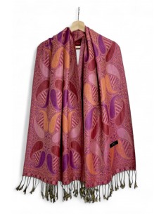 châle indien motif cachemire Rose  - 1
