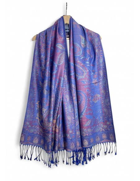 châle indien motif cachemire Violet  - 1