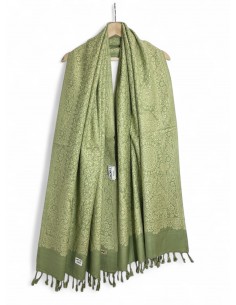 Pashmina Artisanat Indien Brodé Echarpe vert  - 1