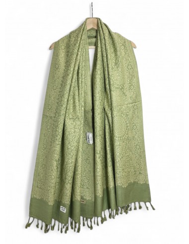 Pashmina Artisanat Indien Brodé Echarpe vert  - 1
