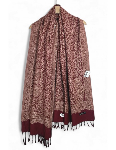 Pashmina Artisanat Indien Brodé Echarpe Rouge  - 1