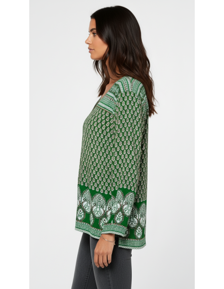Tunique indienne ethnique kurti bohème Vert A23  - 2