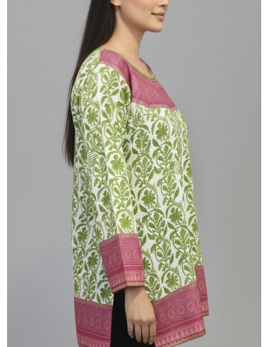 Tunique indienne ethnique kurti bohème Vert rose A23  - 3
