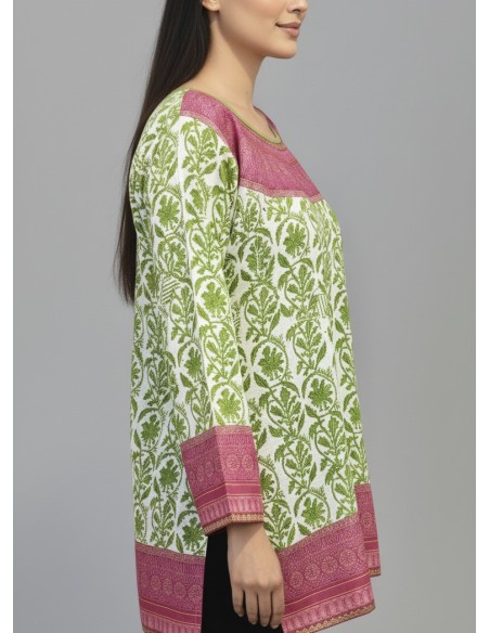 Tunique indienne ethnique kurti bohème Vert rose A23  - 3