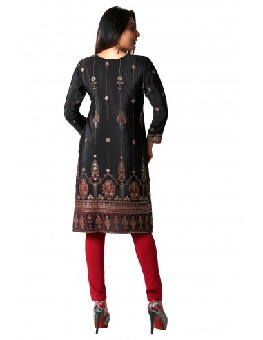 Tunique indienne ethnique kurti long  bohème Noir JUIN22  - 6