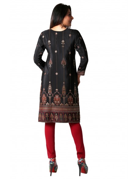 Tunique indienne ethnique kurti long  bohème Noir JUIN22  - 6