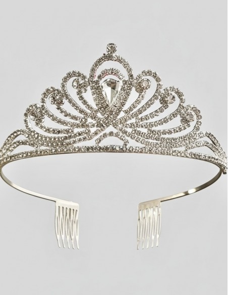 Diadème argenté avec strass – Élégance discrète pour mariages et cérémonies  - 1