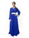 Caftan Robe orientale pas cher bleu royal doublure ceinture bleu ciel  - 1