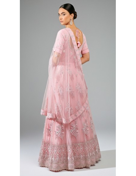 Robe indienne Brodé Haut de Gamme ZAY Rose pastel  - 2