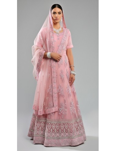Robe indienne Brodé Haut de Gamme ZAY Rose pastel  - 1