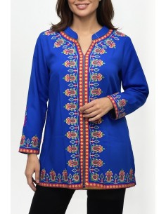 Tunique indienne ethnique kurti Bleu bohème Julia  - 1 2