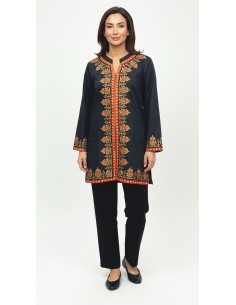 Tunique indienne ethnique kurti Noir bohème Julia  - 2