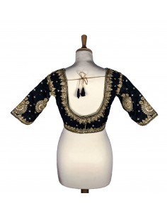 Choli haut blouse sari manas noir  - 1 2