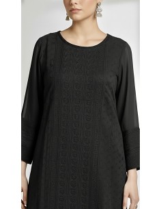 Tunique kurti indienne robe longue Noir brode  - 1 2