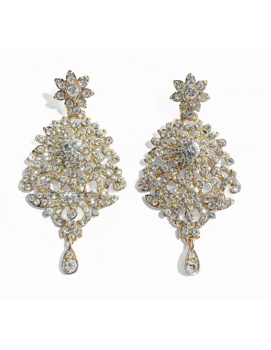 Boucles d’oreilles dorées serties de strass – Élégance orientale indienne  - 2