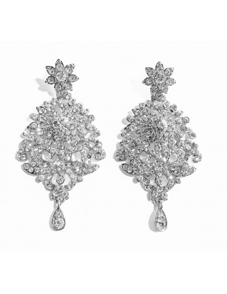 Boucles d’oreilles argente serties de strass – Élégance orientale indienne  - 2