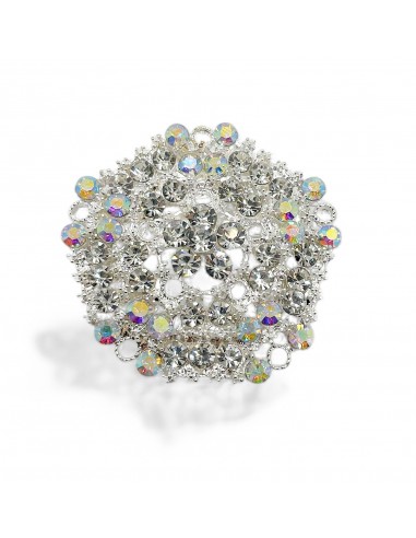 Broche argenté fleur en strass cristal  - 1