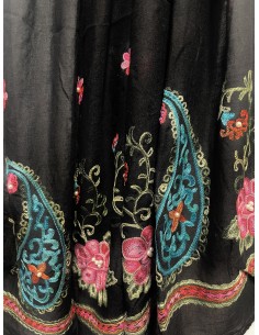 Écharpe noir indienne brodée motifs parsley foulard indienne ethnique  - 1 2