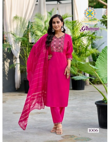 Tenue Traditionnelle Indienne Femme – Ensemble Salwar Rose fuschia  - 1