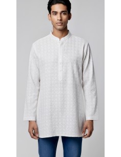 Kurta Homme blanc Brodé – Tenue Traditionnelle Indienne Chic - 2