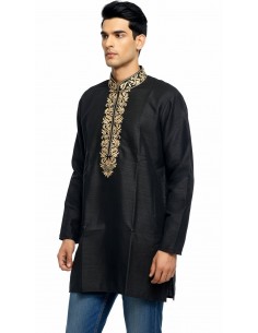 Kurta Homme noir – Tenue Traditionnelle Indienne Élégante - 1