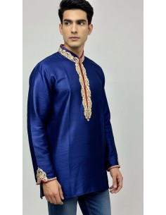 Kurta Homme bleu marine – Tenue Traditionnelle Indienne Élégante - 1