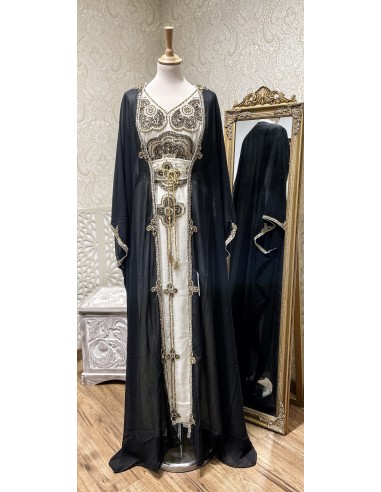 Robe farasha Dubai Cape noir et doré  - 3
