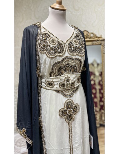 Robe farasha Dubai Cape noir et doré  - 5