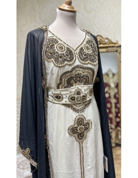 Robe farasha Dubai Cape noir et doré  - 5