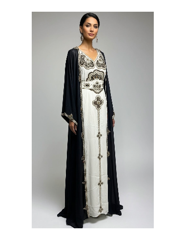 Robe farasha Dubai Cape noir et doré  - 1