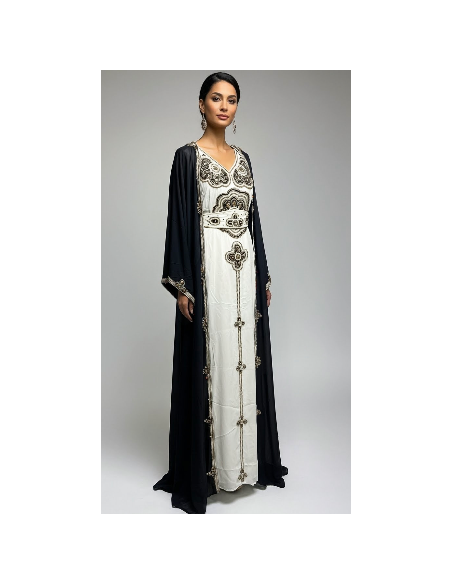 Robe farasha Dubai Cape noir et doré  - 1