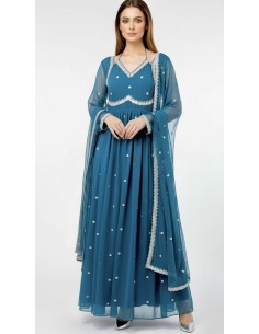 Robe Anarkali Brodée Luxe – Tenue Indienne Femme – Vert Emeraude - 1