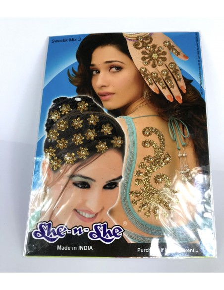 Bindi autocollant main cheveux dore  - 1