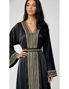 Abaya abaya Dubai noire or – Robe émirats élégante et moderne  - 1 2