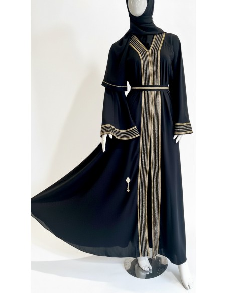 Abaya abaya Dubai noire or – Robe émirats élégante et moderne  - 4
