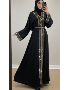 Abaya abaya Dubai noire or – Robe émirats élégante et moderne  - 1