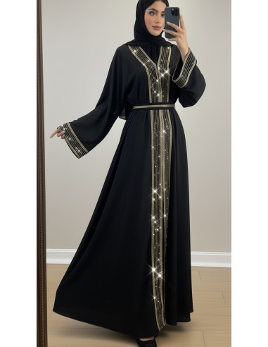 Abaya abaya Dubai noire or – Robe émirats élégante et moderne  - 1